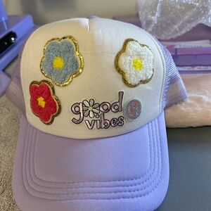 Patch work Hat - White and Purple